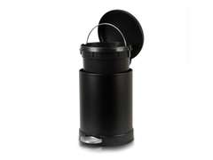 Glad Small Trash Can, 1.2 Gallon | Round Stainless Steel Garbage Bin with Soft Close Lid & Step Foot Pedal | Black Metal Waste Basket with Removable Inner Bucket, Matte Black 23