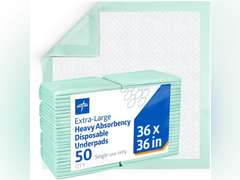 Medline Industries MSC282070LB Protection Plus Polymer Underpads, Super Absorbency, 36-Inch X 36-Inch, Green (Pack of 50) 45