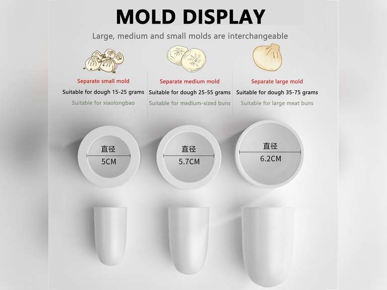 Steamed Stuffed Bun Maker with 3Mold Automatic Baozi Making Mold Stainless Steel Steamed Stuffed Cooking Tool Sets with Dough Press Machine, Closing Machine and Molds 298