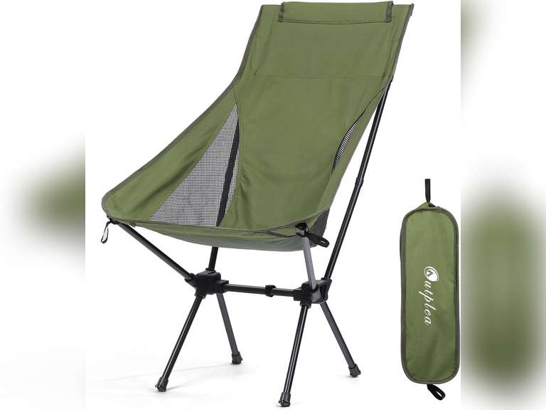Folding Portable Backpacking Camping Chair for Adult, Lightweight Foldable Outdoor Travel Chair High Back, Green 42