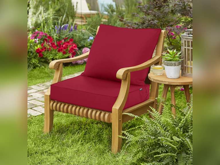 Waterproof Outdoor Chair Cushion Set, Fade and Tear Resistant Patio Furniture Cushions with Removeable Covers, 19x19 Inch, Burgundy, 1 Set 38