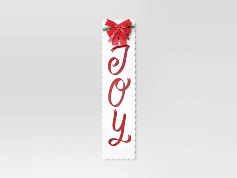 10"x40" Joy Leaner Sign with MDF Berry Red Letters - Threshold , 20