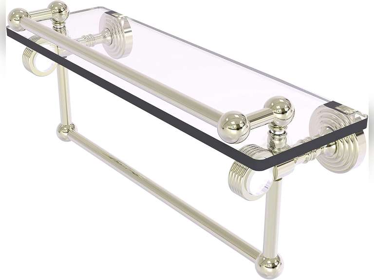 Allied Brass PG-1TBG-16-GAL Pacific Grove Collection 16 Inch Gallery Towel Bar and Groovy Accents Glass Shelf, Polished Nickel 47