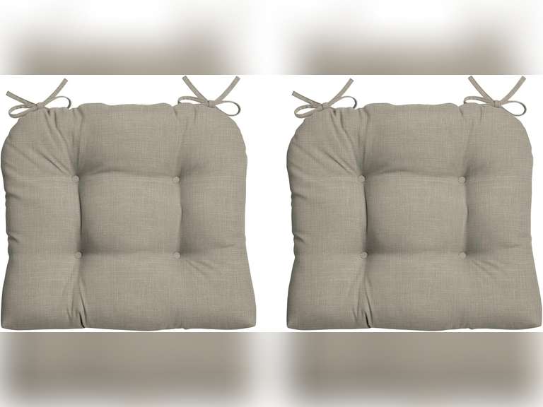Arden Selections earthFIBER Outdoor Wicker Chair Cushion, 2 Pack, 20 x 18, Water Repellent, Fade Resistant 20 x 18, Sandbar Taupe Texture 45