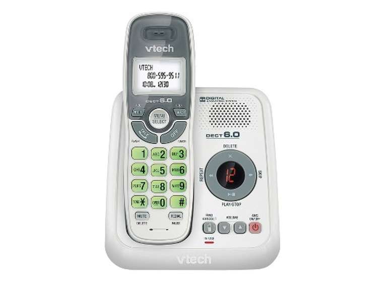 VTech DECT 6.0 1-Handset Cordless Phone System with Digital Answering System in White 63
