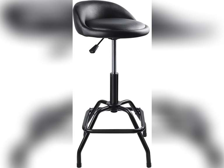 SMART JERRY - Garage Shop Stools, Counter Height Bar Stools, Swivel Barstools Height Adjustable, Work Bench Stool with Back, Kitchen Bar Height Chairs, Black (330lb Weight Capacity) 70