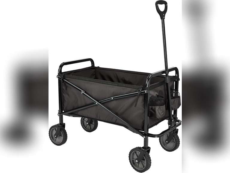 Amazon Basics Collapsible Folding Heavy Duty Utility Wagon for Outdoor Sports, 265 pounds Weight Capacity, Camping, Garden, and Shopping, 27.6 x 40.9 x 20 inches, Black 60