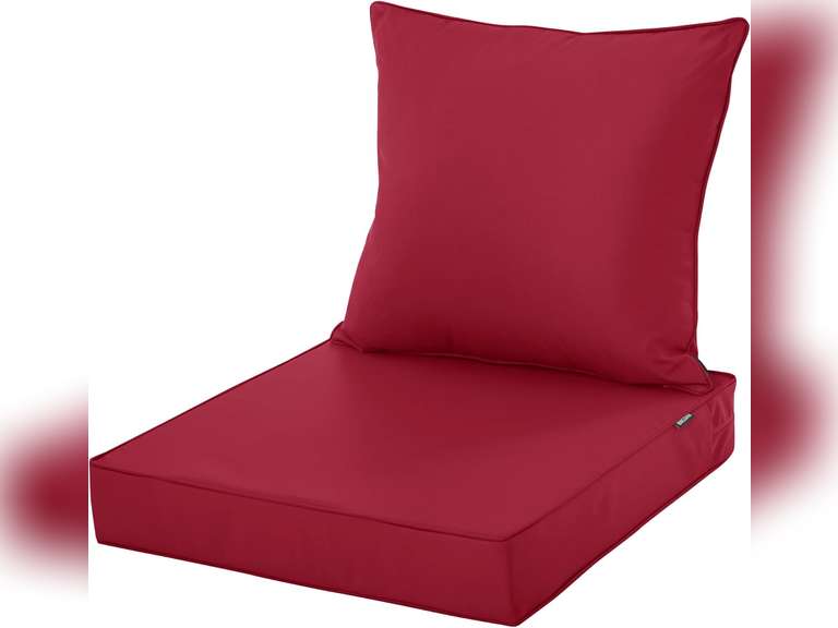 Waterproof Outdoor Chair Cushion Set, Fade and Tear Resistant Patio Furniture Cushions with Removeable Covers, 19x19 Inch, Burgundy, 1 Set 38