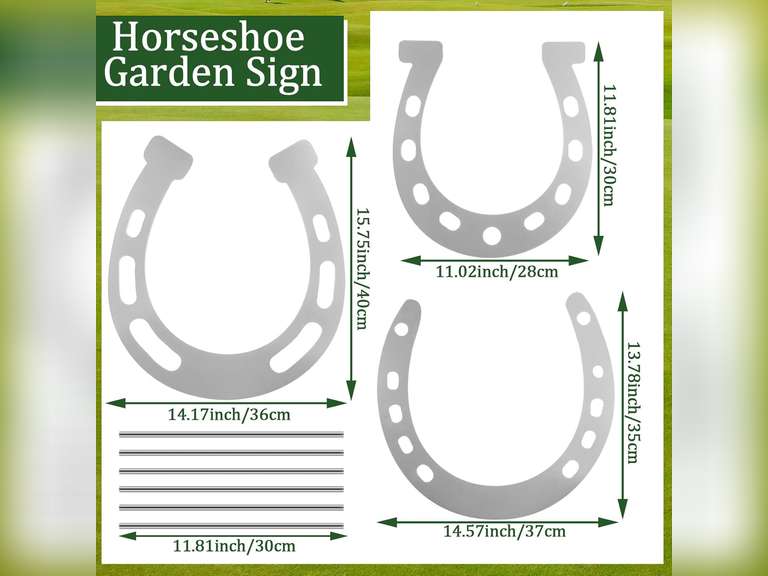 3 Pcs Horseshoes Yard Signs Metal Horseshoes Garden Stakes Summer Lawn Decorations Outdoor Yard Decoration with Stake for Summer Garden Wedding Holiday Decor 20