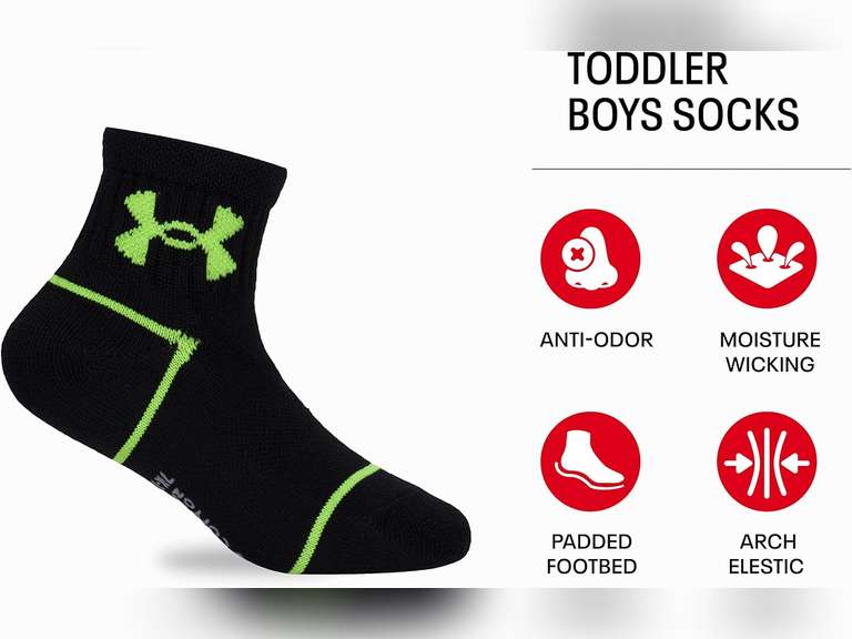 Under Armour Baby Boys Multi Pack Basic Essential Quarter Sock 12