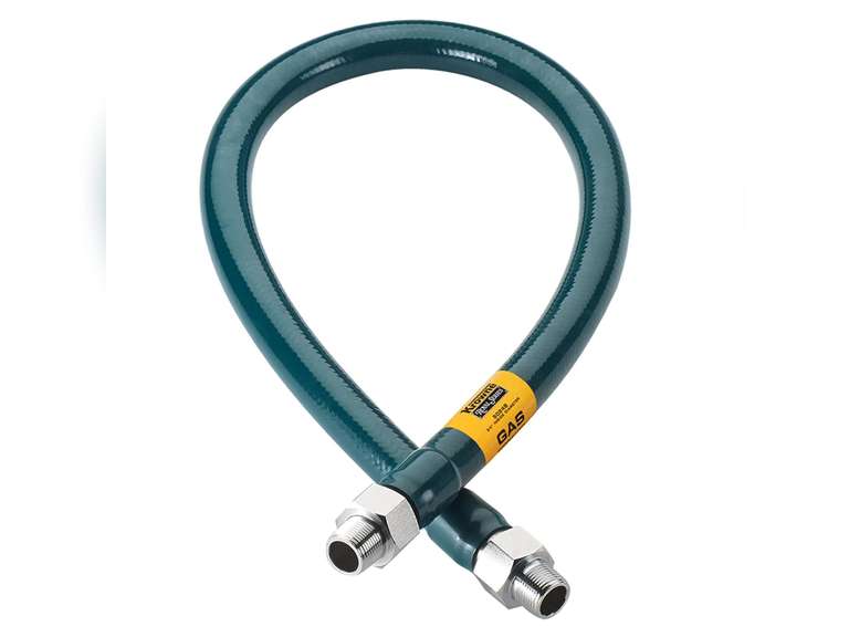 Krowne M7560 Royal Series Gas Hose, 3/4 I.D., 60 long, stainless steel corrugated tubing & radial wrap with green antimicrobial PVC coating, 198,000 BTU/hr minimum flow capacity + Quick Disconnect for 3/4 Gas Hose 270