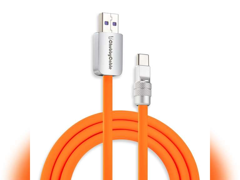 chubbycable Chubby 2.0 Fast Charging Cable Durable Soft Silicone USB C Cable 120W Extra Thick Phone Charger Cord Data Transfer Cord, Orange, USB-A to Type-C, 3.3 FT 19