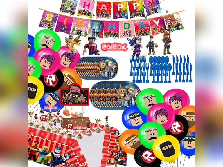 Cartoon Story Birthday Party Supplies Toy Theme Inspired Party Decorations Set for Boys Themed Birthday Disposable Tableware Kit Party Plates Slings Tablecloth Cupcake Toppers Balloons and Cutlery Set 30