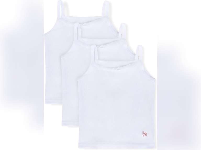 Feathers Girls Solid White Snug Fit Tagless Cami Vest - 100% Cotton Super Soft Undershirts (3/Pack) size 4T 16