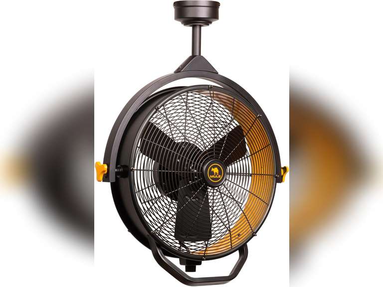 MULE 18 in. 3 Speed Ceiling Mounted Plug-In Cord Garage Fan with Remote - 52035-01 (Black & Yellow) 250