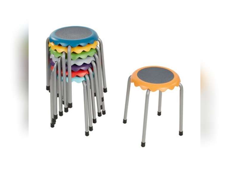 ECR4Kids Daisy Stackable Stool Set, Colorful Flexible Seating, 17in Seat Height, 8-Piece - Assorted 150