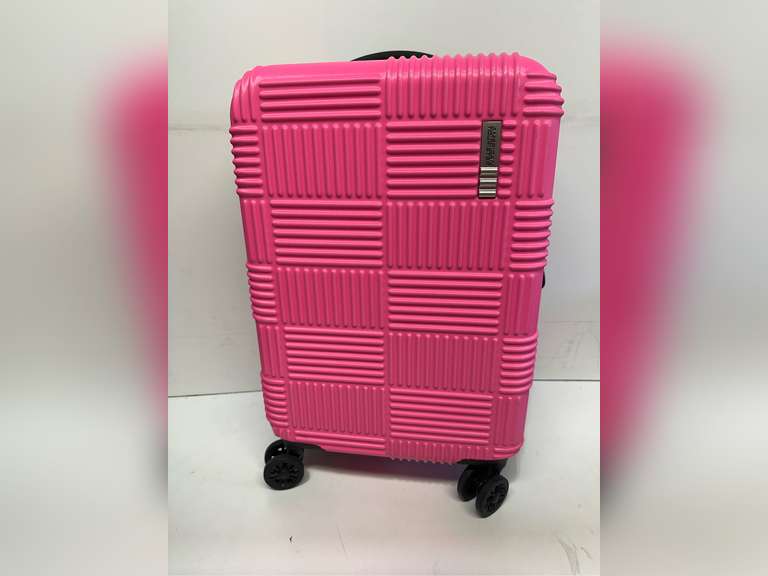 American Tourister NXT Checkered Hardside Carry On Spinner Suitcase color pink 55