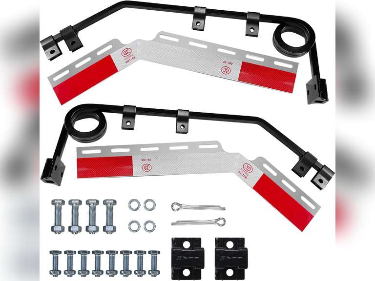 Angled Mud Flap Hangers 2 coils Damping Spring with Aluminum Mud Flap Reflector Fender Reflective Tape for Heavy Duty Semi Trucks Trailers 55