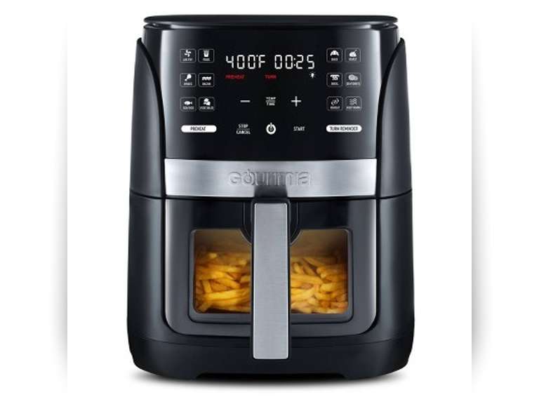Gourmia 6-Qt Digital Window Air Fryer with 12 Presets & Guided Cooking Black: Stainless Steel, 1-Year Warranty 70