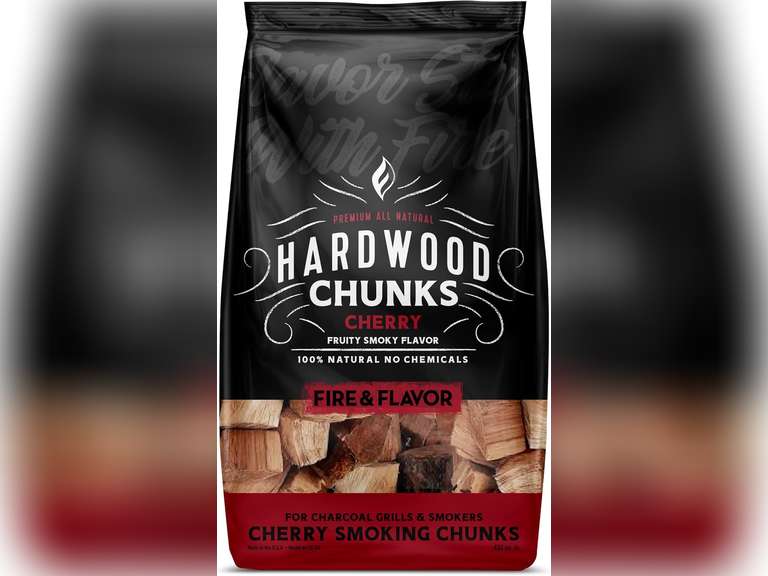 Fire & Flavor Cherry Wood Chunks for Smoking and Grilling - All-Natural, Long-Lasting with a Mildly Sweet Flavor - Large Chunk Wood Chips for Smokers,Red 59