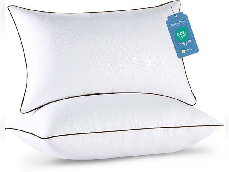 JOLLYVOGUE Pillows Queen Size Set of 2 for Sleeping, Soft and Supportive Bed Pillow with Down Alternative Filling for Side and Back Sleepers, Hotel Collection 17