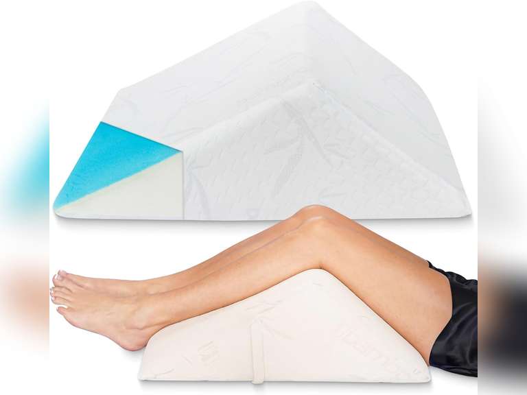 The Angle Wedge Pillow for Back Pain Relief Leg Elevation Pillow for Bed, Knee Wedge Bolster Pillow for Lower Back Support, Triangle Foam Cushion for Sleeping & Comfort (Small) 90