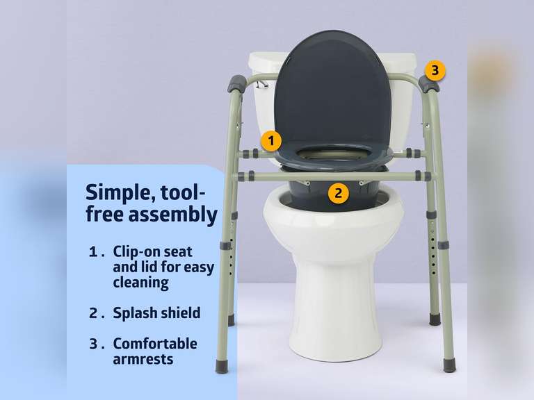 Medline Steel 3-in-1 Bedside Commode, Portable Toilet with Microban ...