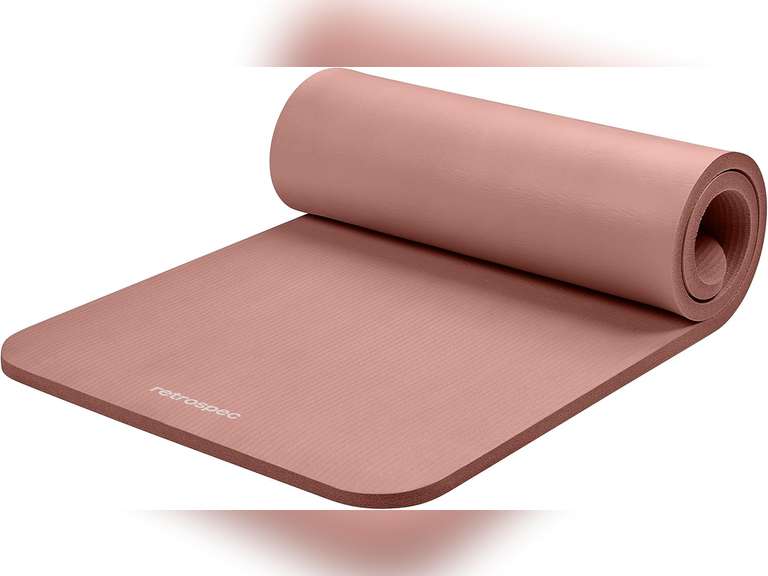 Retrospec Solana Yoga Mat 1" Thick With Nylon Carry Strap for Men & Women - Non Slip Exercise Mat for Home Yoga, Pilates, Stretching, Floor & Fitness Workouts 40