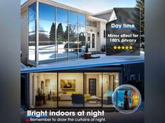 Coavas One Way Privacy Window Film,Reflective Home Glass Mirror Tint See Out Not in,Heat UV Blocking Static Cling for Office Front Door Daytime Privacy Covering, Blue-Silver,35.4x78.7 in 25