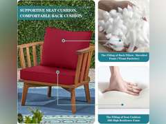 Waterproof Outdoor Chair Cushion Set, Fade and Tear Resistant Patio Furniture Cushions with Removeable Covers, 19x19 Inch, Burgundy, 1 Set 38