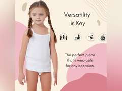 Feathers Girls Solid White Snug Fit Tagless Cami Vest - 100% Cotton Super Soft Undershirts (3/Pack) size 4T 16