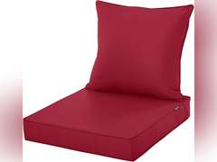 Waterproof Outdoor Chair Cushion Set, Fade and Tear Resistant Patio Furniture Cushions with Removeable Covers, 19x19 Inch, Burgundy, 1 Set 38