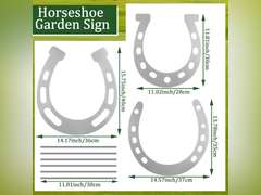 3 Pcs Horseshoes Yard Signs Metal Horseshoes Garden Stakes Summer Lawn Decorations Outdoor Yard Decoration with Stake for Summer Garden Wedding Holiday Decor 20