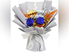 Forever Flowers Bouquet in Luxury Gift Box - Handmade Preserved Real Roses Hydrangea, 3-5 Years Long Lasting, Mothers Day Gift for Her, Wife, Mom Romantic Birthday/Valentine Gifts (Blue) 29