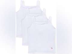 Feathers Girls Solid White Snug Fit Tagless Cami Vest - 100% Cotton Super Soft Undershirts (3/Pack) size 4T 16