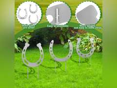 3 Pcs Horseshoes Yard Signs Metal Horseshoes Garden Stakes Summer Lawn Decorations Outdoor Yard Decoration with Stake for Summer Garden Wedding Holiday Decor 20