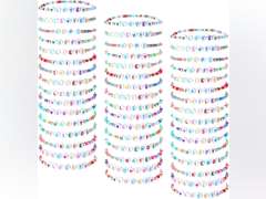 48 Pcs summer Kids Friendship Bracelet Set Adjustable Beads Bracelets Cute Friendship Princess Pretend Play Stretch Jewelry Set for Girls Women(Exquisite) 14