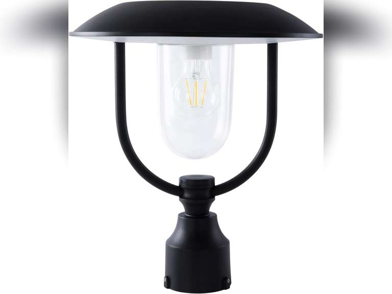 LUTEC Solar Lamp Post Light Outdoor, Dusk to Dawn Exterior Pole Lights Head for Pier and Pole Mount, Waterproof Black Solar Post Fixture for Garden, Patio, Pathway 100