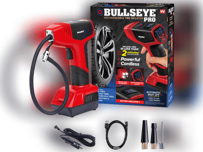 Bullseye Pro Rechargeable Tire Inflator - Red/Black 80 - Quarter Price
