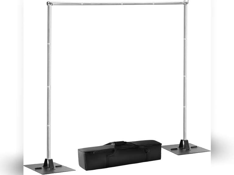 Backdrop Stand 10x10ft Adjustable Height/Width Photography Background Support Poles All-Metal Construction Backdrop Stand Heavy Duty Pipe and Drape Frame Kit for Party, Birthday, Wedding - Silver 114