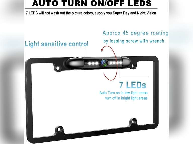 (Similar)GLK License Plate Backup Camera HD Front Rear View Reverse Camera with 7 LED Night Vision 170 Degree Viewing Angle, Waterproof, for Cars 30