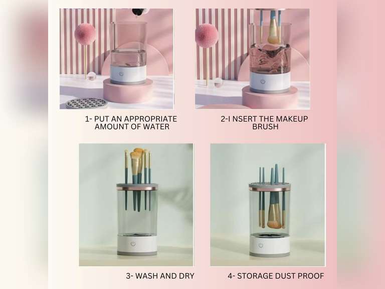BENCHIZ Electric Makeup Brush Cleaner, Makeup Brush Cleaner Machine, Automatic Cosmetic Brush Cleaner with Cleaner Mat 16