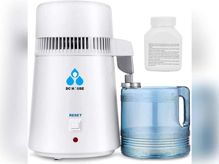 DC HOUSE 1 Gallon Water Distiller Machine, 750W 4L Pure Distilled Water Maker Machine for Home Countertop Table Desktop, Drinking Purifier for Home Kitchen CPAP Hmidifiers with Pastic Container 79