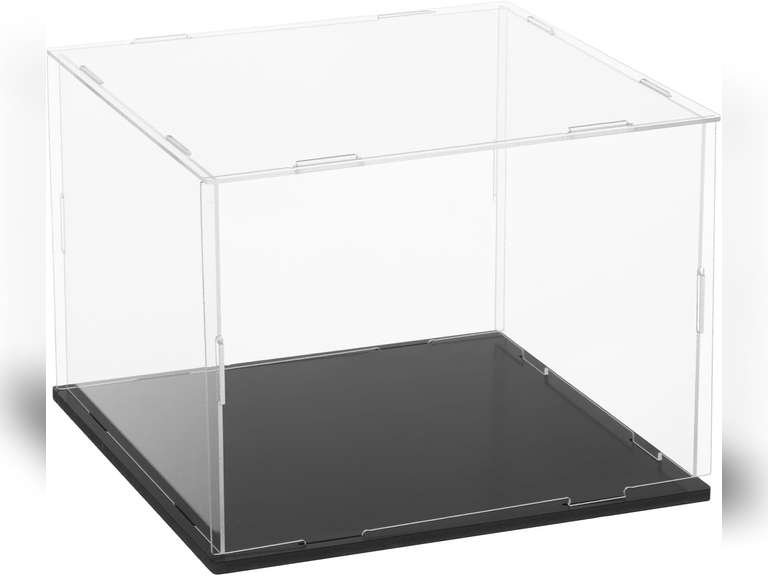 uxcell Acrylic Clear Display Case for Collectibles Self-Assemble Display Boxes, Black Base Dustproof Countertop Storage Box for Collectibles Action Figures, 7.9 x 7.9 x 5.9 Inch 19