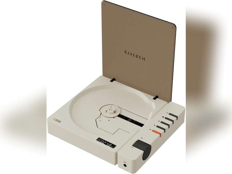 R300 CD Player Bluetooth Portable Desktop Retro CD Player for Home Fiber Output No Built-in Speaker White Gift (White) 120