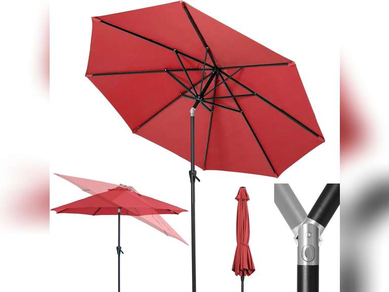 Tempera Patio Market Outdoor Table Umbrella with Push Button Tilt and Crank,Large Sun Umbrella with Sturdy Pole&Fade resistant canopy,Easy to set 34