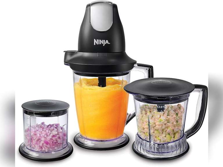 Ninja QB1004 Blender/Food Processor with 450-Watt Base, 48oz Pitcher, 16oz Chopper Bowl, and 40oz Processor Bowl for Shakes, Smoothies, and Meal Prep,Black 70