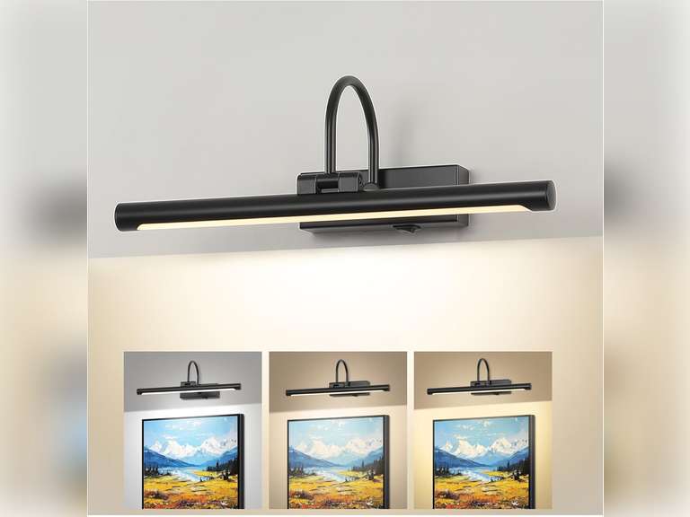 16" Picture Lights for Wall Battery Operated with Remote and Timer, Wireless Art Lights for Paintings, Rechargeable Wall Sconce, Dimmable Lighting for Canvas, Gallery Artwork, Portraits, Black 40