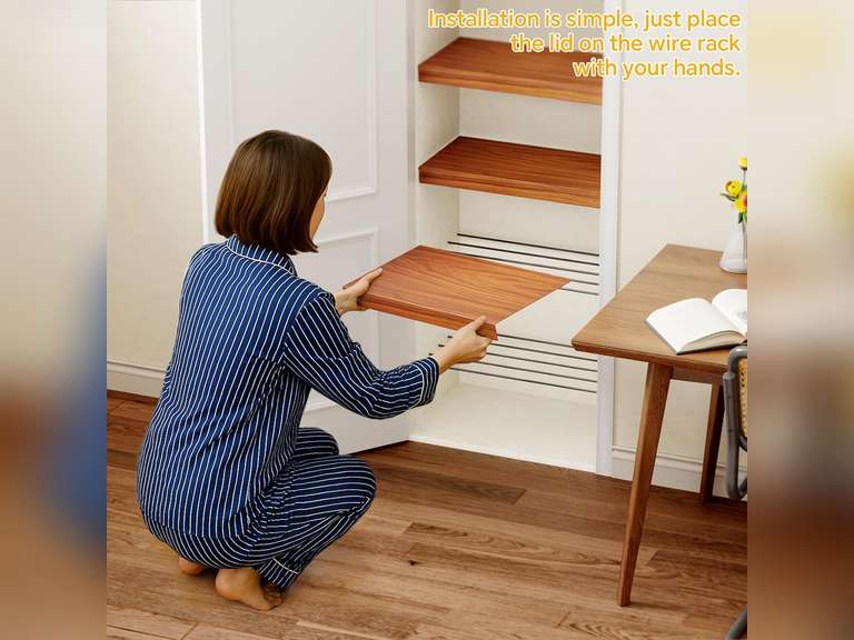 Aluminum 5 PCS Wire Rack Covers for Pantry Wood Grain, 24' W * 12' D Ready to Use, Faux Wood Shelf Covers for Wire Shelving, Rustic Closet Shelves Covering Toppers, for Pantry, Bathroom, Kitchen 72