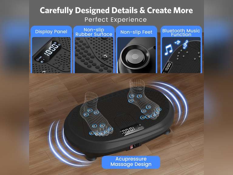 Vibration Plate Exercise Machine, Vibrating Fitness Platform for Lymphatic Drainage, 450 lbs Capacity Full Body Shaker Workout Equipment, Bluetooth Shaping Vibrate Plate, Board Sport for Home Exercise(missing parts) 76